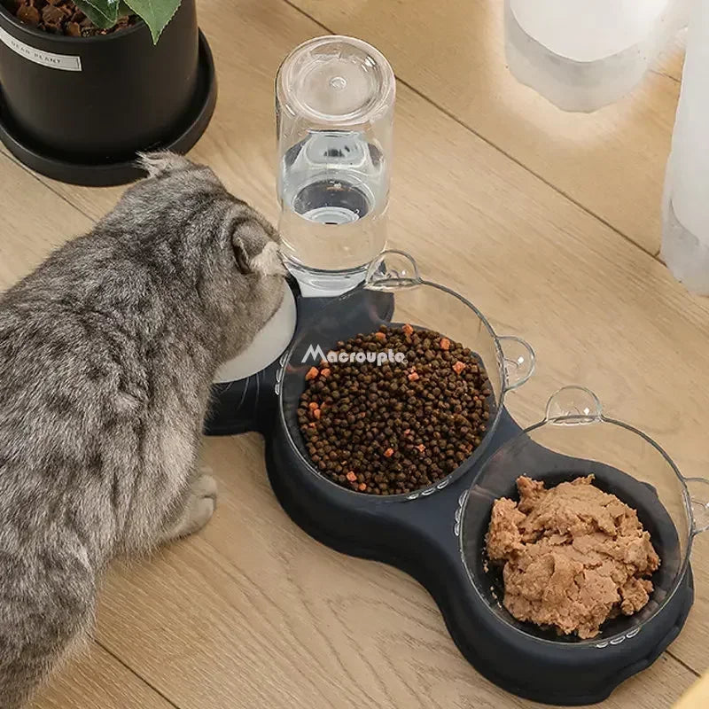 Pet Cat Bowl Automatic Feeder 3-in-1 Dog Cat Food Bowl