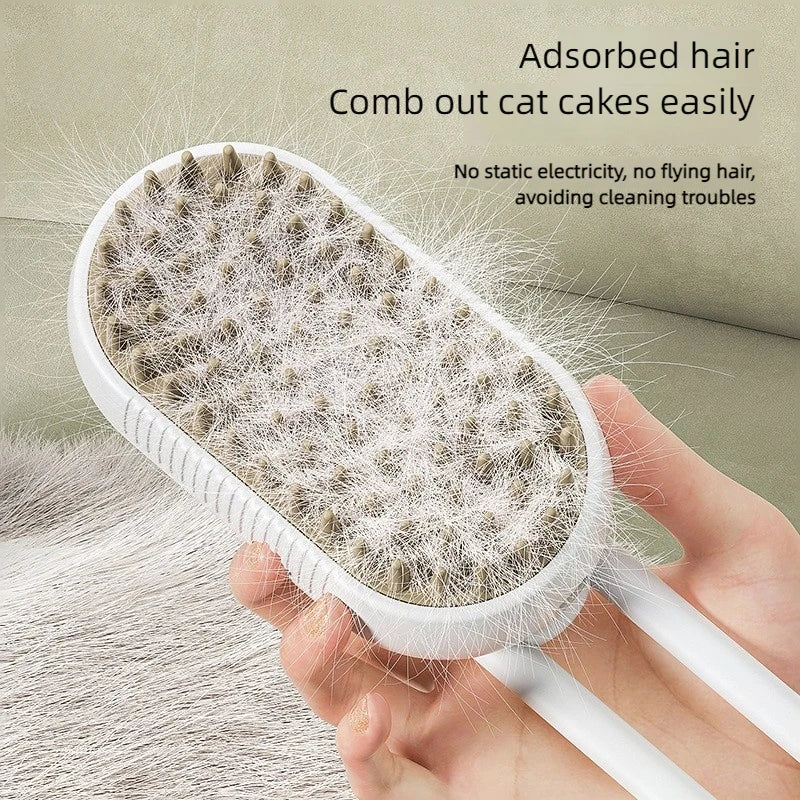 Pet Steam Brush Cat Dog Cleaning Steamy Spray Massage