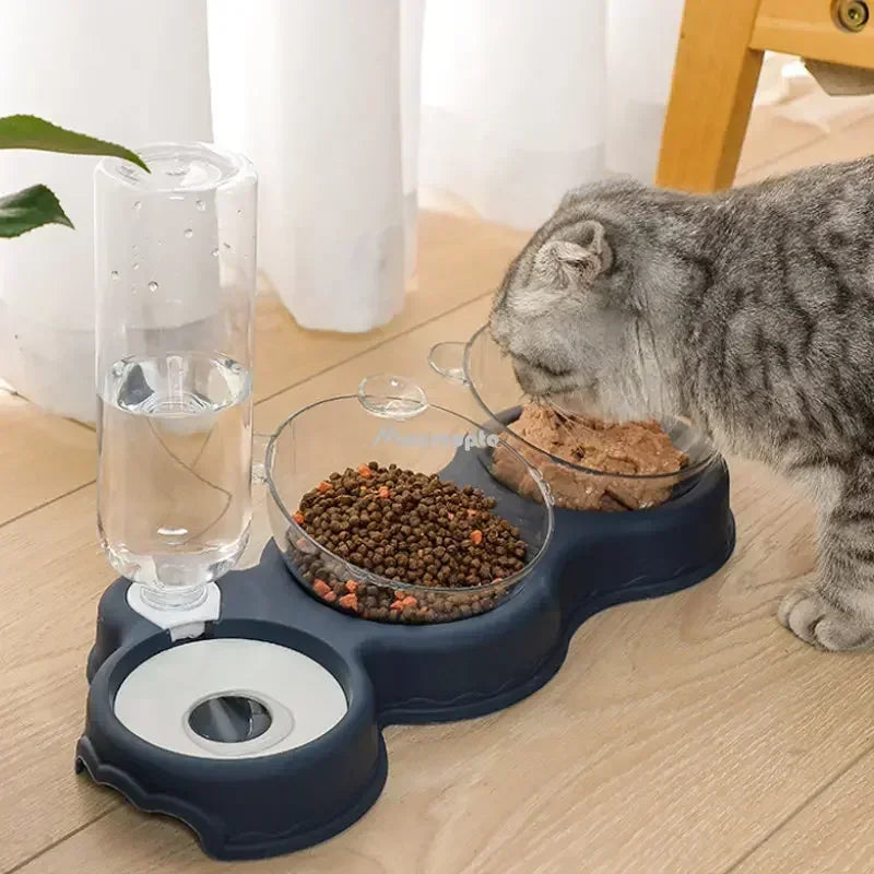 Pet Cat Bowl Automatic Feeder 3-in-1 Dog Cat Food Bowl