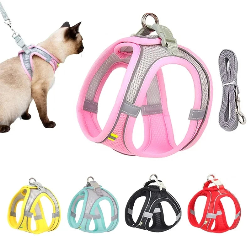 Cat Harness Reflective Pet Harnesses And Leashes Set