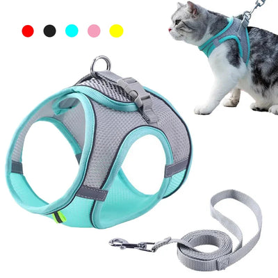 Cat Harness Leash Set Adjustable Dog Cat Collar for French