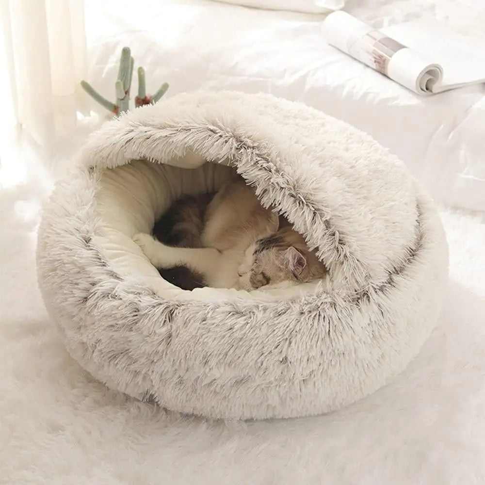 Soft Plush Pet Bed with Cover Round Cat Bed Pet Mattress