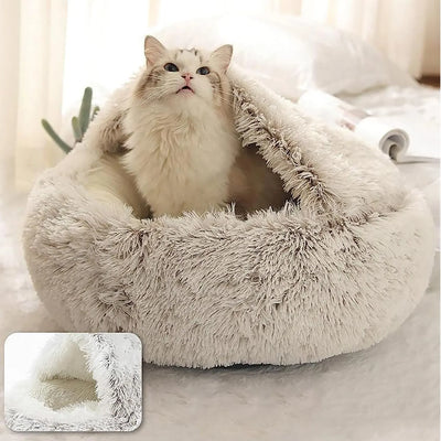 Soft Plush Pet Bed with Cover Round Cat Bed Pet Mattress