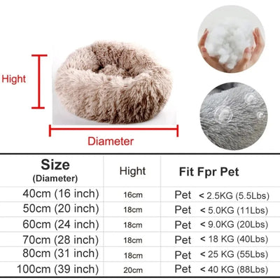 Round Cat Beds House Soft Long Plush Best Pet Dog Bed