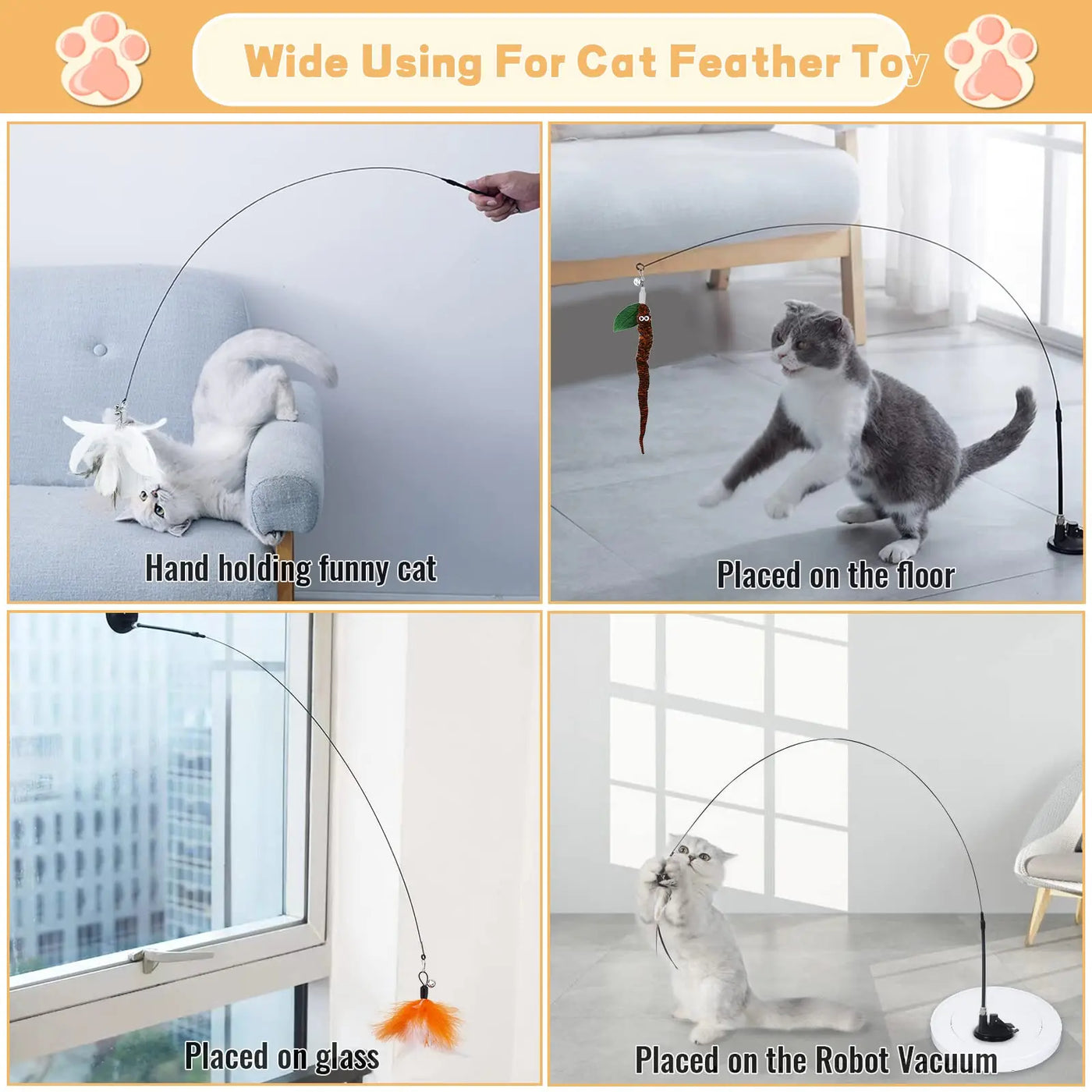 Cats Toys Feathers Wand Interactive Toy Kitten Toys