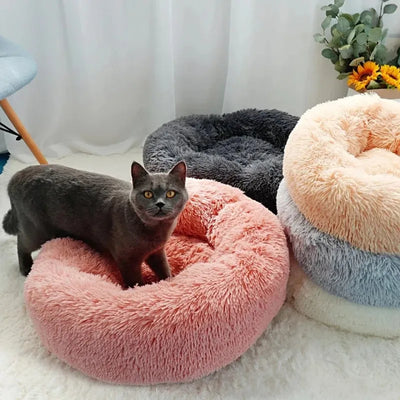 Round Cat Beds House Soft Long Plush Best Pet Dog Bed