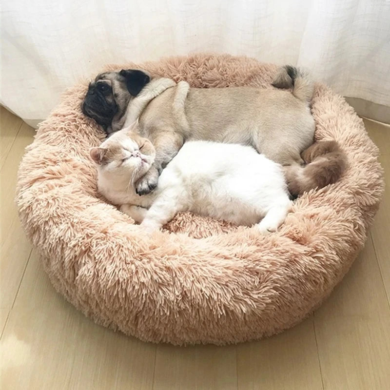 Round Cat Beds House Soft Long Plush Best Pet Dog Bed